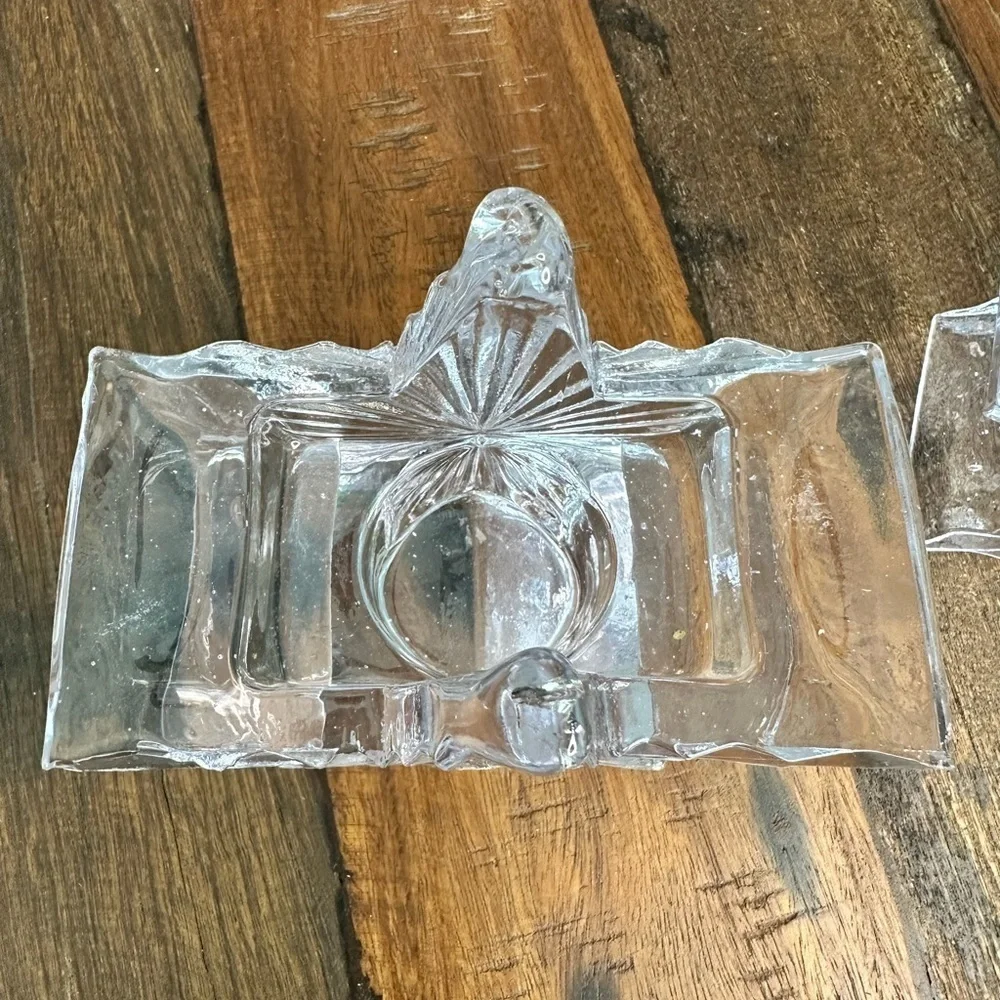 Vintage Pressed Light pink glass Star Shaped votive Candle holders Set of 2
